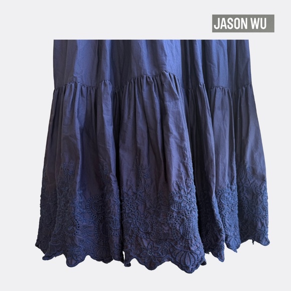 Jason Wu Multi-Tier Eyelet Maxi Dress – Women’s Size M – Navy Blue - Picture 6 of 6